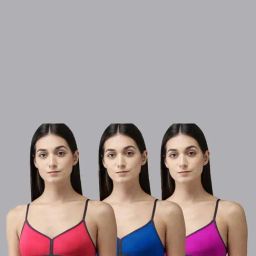 AROUSY Blue & Pink Cotton Everyday Bras - Pack Of 3-picture-35