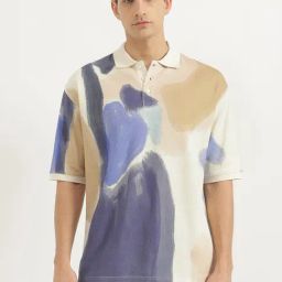 United Colors Of Benetton Multi Pure Cotton Loose Fit Printed Polo T-Shirt-image-97