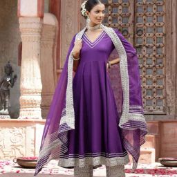 Stylum Purple Embroidered Kurta Pant Set With Dupatta-2
