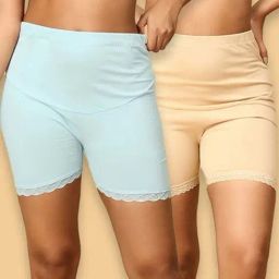 The Mom Store Blue & Beige Cotton Comfort Fit Maternity Panties - Pack of 2-picture-17