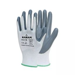 Karam Safety Hand Gloves Polyester White & Grey Nitrile Coating Size M, HS 32 (Pack of 12 Pair)-image-66