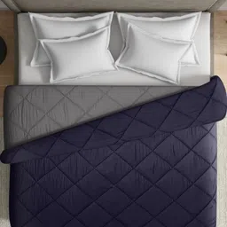 wakefit Navy Blue Checked 120 GSM AC Room Cotton Double Bed Blanket-image-92