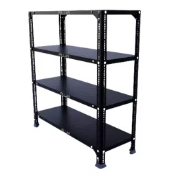Menage 36x33x12 Inch 4 Shelf Metal Black Slotted Angle Rack-image-91