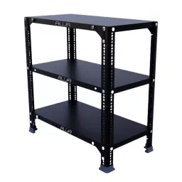 Menage 24 x23x12 Inch 3 Shelf 24 Gauge Metal Black Slotted Angle Rack-8