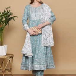 DUMMY SHAPE Women Floral Printed Panelled Kurta with Trousers & With Dupatta-picture-17