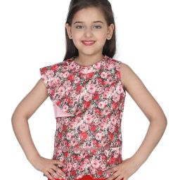 Cutecumber Kids Red Floral Print Top-image-65