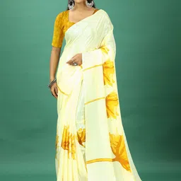 VIRENDRA TEXTILES Floral Printed Pure Crepe Saree-image-64