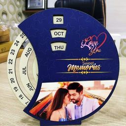 Print Personalized Calendar with Your 1 Photo | Customized Calendar Unique Gift | Wooden Rotating Circular Calendar with 1 Photo (Black) image 1