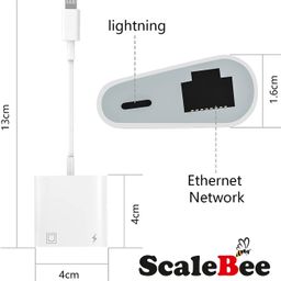 Scalebee Lightning to Ethernet Adapter, 2 in 1 RJ45 Ethernet LAN Network Adapter for iPhone/iPad/iPod, Supports 100Mbps Ethernet Network with Charge Port, Plug and Play, Support All iOS image 5