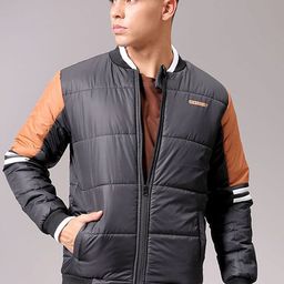 The Indian Garage Co Men Colourblocked Quilted Jacket with Patchwork-picture-44