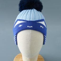 Babyhug  Pom Pom Acrylic Woollen Cap Medium Size - Blue-image-58