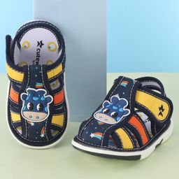 Cute Walk by Babyhug Velcro Closure Sandals with Cow Applique - Blue-picture-5