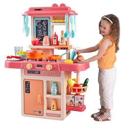 AKN TOYS Toy Plastic 42 Pcs Kitchen Playset with Realistic Lights & Sounds Simulation of Spray Play Sink with Running Water Dessert Shelf Toy & Kitchen(color may vary)-image-14