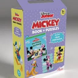Popcorn Games Disney Junior Mickey Book & Stick Puzzles for Kids 2 Years and Above  No Place Like Earth Multicolor-24 Pieces-picture-11