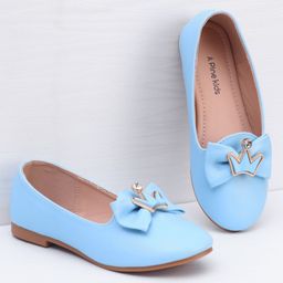 Pine Kids Slip On Ballerina With Bow Applique - Blue-image-26