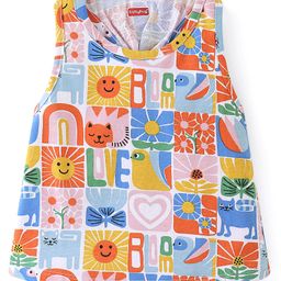 Babyhug Cotton Knit Sleeveless Striped T-Shirt Floral Print - Multicolor-image-75