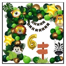 Surprise Decor 6th Happy Birthday Decoration Combo Jungle Theme Happy Birthday 6 Year Decoration Kit For Boy & Girl Birthday Party Decoration 77 Pcs-11
