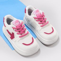 Oh! Pair Laced Up Sneaker Shoes Solid Colour - Pink-image-26