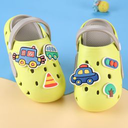 Oh! Pair Back Strap Closure Slip On Clogs with Vehicle Applique- Lime Green-picture-9