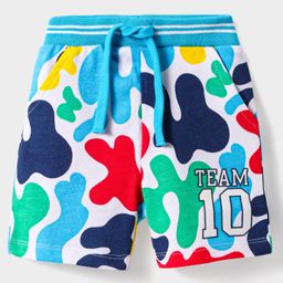 Babyhug Terry Knit Mid Thigh Printed Shorts - White-image-31