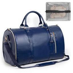 House of Quirk Garment Bags for Travel, Convertible Carry on Garment Bag Large Duffle Bags for Women, 2 in 1 Hanging Suitcase Suit Water Resistant Duffel Travel Bags with Shoe Pouch - Dark Blue-image-92