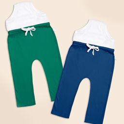 SuperBottoms Cotton Knit Pack Of 2 Solid Diaper Pants - Green & Blue-image-55