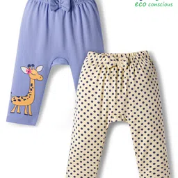 Babyoye 100% Cotton Interlock Knit Diaper Leggings With Animal Print & Eco Jiva Finish Pack Of 2 - Lavender & Yellow-picture-36