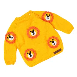 The Original Knit Knit Full Sleeves Lion Face Designed Sweater - Yellow & Orange-picture-24