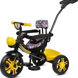 Kids Best Tricycle Ride With Push Handle For kids and Toddlers 1 to 5 years N-1 Tricycle for Kids Yellow Tricycle-image-67