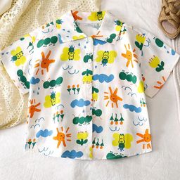 FOREVER FRIDAY Boys Graphic Printed Spread Collar Comfort Cotton Casual Shirt-25