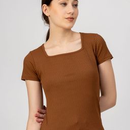 Redamancii Women Vertical Striped Square Neck Polycotton Top-image-87