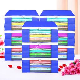 Kuber Industries Blue & White 9 Pieces Printed Multi-Utility Organisers-32