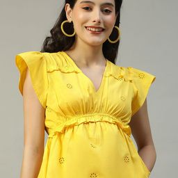 Oxolloxo Women Solid Peplum V-Neck Top-image-47