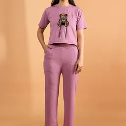 Dreambe Teddy Sticker Round Neck T-Shirt With Trousers Co-Ords-picture-35
