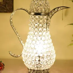 Homesake Silver Vintage Crystal Surahi Table Lamp (Bulb Included) - Set of 1-18