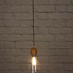 Fos Lighting Brown Modern Clear Glass & Wood Pendant Light - Set of 1-image-97