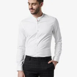 WES Formals by Westside White Band Neck Ultra-Slim Fit Shirt-image-93