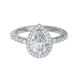 Emori 14k White Gold & Diamond Solitaire Pear Halo Engagement Ring-image-7