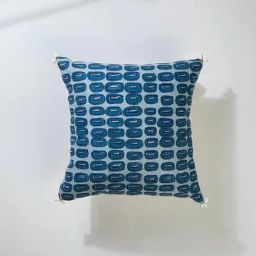 Dash Dash Cotton Heavy Slub Blue Cushion Cover - 16 X 16 Inches-image-71