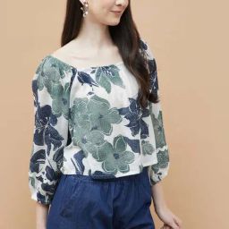Colour Me By Melange White Regular Fit Printed Top-picture-34