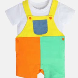 Miniklub Multi Knit Regular Color Block Dungaree-image-7