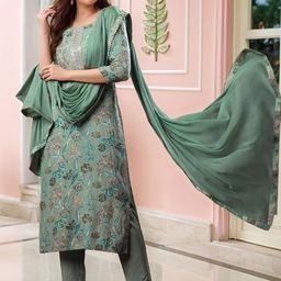 Moda Rapido Women Floral Printed Round Neck Thread Work Kurta with Trousers & Dupatta-picture-41