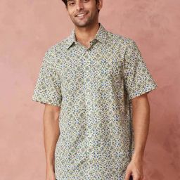 Fabindia White Cotton Slim Fit Printed Shirt-picture-14
