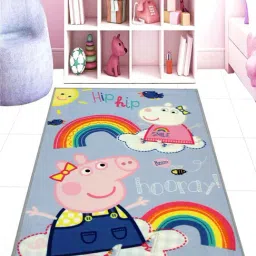 Saral Home Peppa Pig Sky Blue Polypropylene Anti-Skid Kids Carpet - Set of 1-image-53