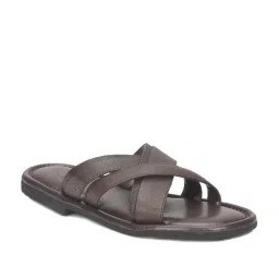 V8 by Ruosh Men's Brown Cross Strap Sandals-image-25