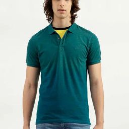 United Colors of Benetton Teal Regular Fit Cotton Polo T-Shirt-image-1