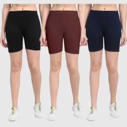 Gracit Black & Brown Cotton Sports Shorts - Pack Of 3-image-86