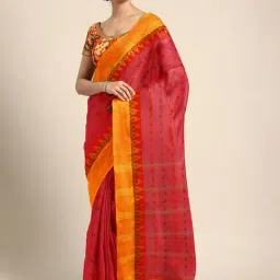 Kalakari India Red Cotton Woven Saree With Unstitched Blouse-picture-5