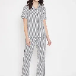 Crimsoune Club White & Black Striped Shirt With Pyjamas-picture-13