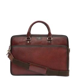 Eske Paris Maroon Leather Large Laptop Messenger Bag-image-92